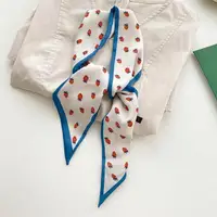 Luxury Design Print Silk Scarf Misty Blue Small Silk Scarf Women's Ins Style Long Streamer Tie Bag Hair Tie Silk Scarf 4