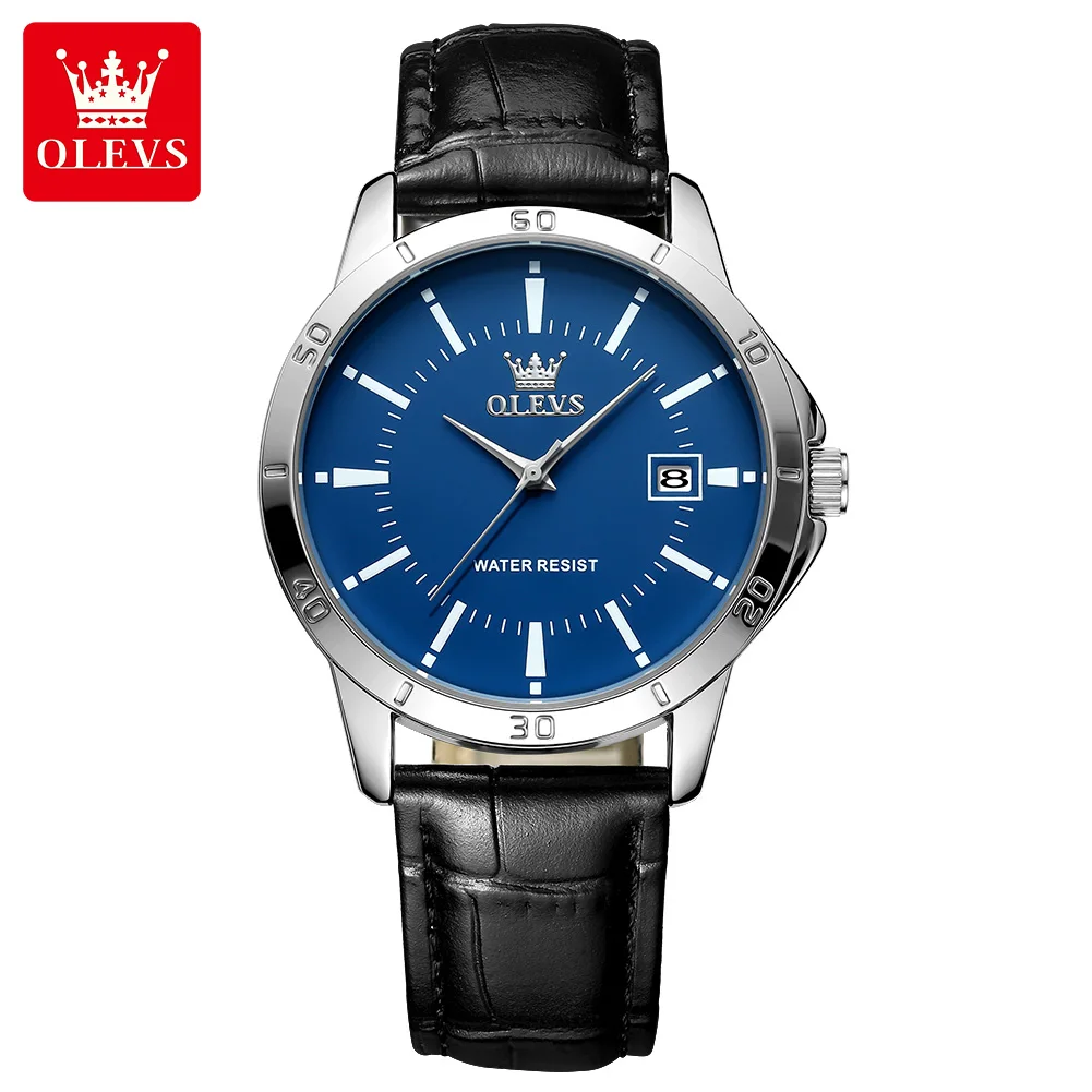 OLEVS TY716 Man Watch Fashion Leather Strap Waterproof Quartz Watch for Men Simplicity Calendar Original Luxury Men's Wristwatch 6