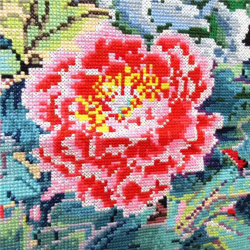 꽃이 피는 수제 십자가 자수 제품, 풍부한 고귀한 전통 중국 그림, 모란, 까치, 꽃, 신제품