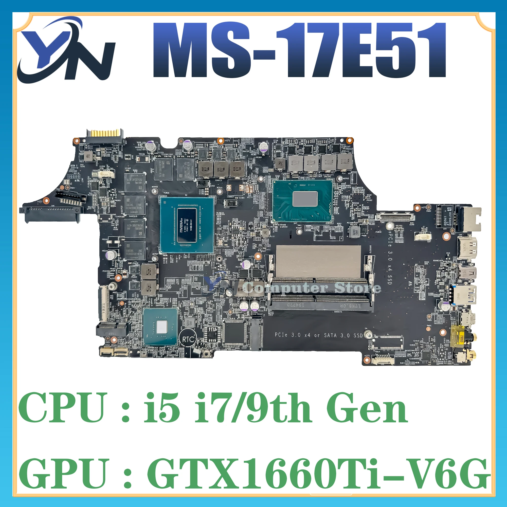 

MS-17E51 Laptop Motherboard For MSI MS-17E MS-17E5 GL75 Leopard Mainboard i5-9300H i7-9750H GTX1660Ti 100% TEST OK