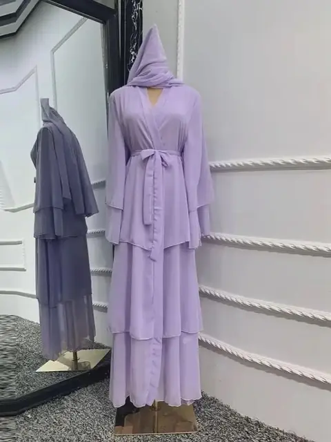 Robe longue en mousseline de soie pour femmes musulmanes, Abaya ouverte, Dubaï, Turquie, Islam, Arabe, Robe musulmane, Caftan marocain