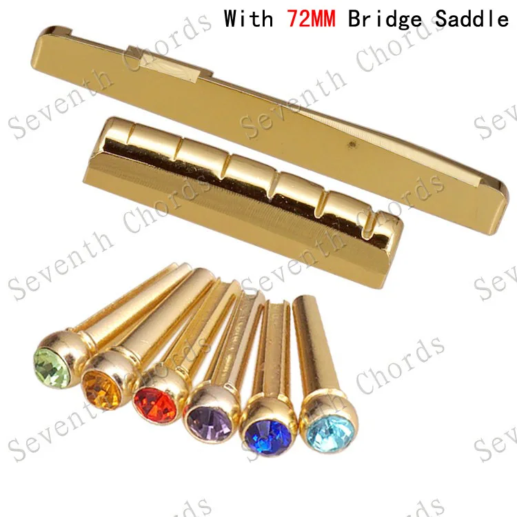 

A Set Brass Acoustic Guitar Nut and 72MM Bridge Saddle and Brass Bridge Pins (Nut 43 x 6 x 8.8-8.2mm) - (Saddle 72 x 3 x 9.2mm)
