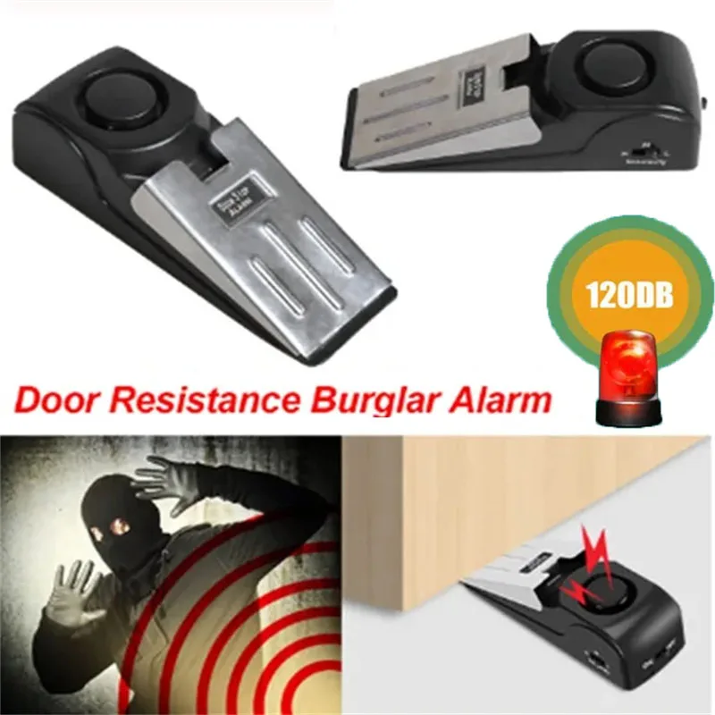 Rolha de Parada de Porta sem Fio Bloco de Alarme Sistema de Bloqueio Dispositivo Casa Viagem Mini Anti-roubo em Forma de Cunha 120db
