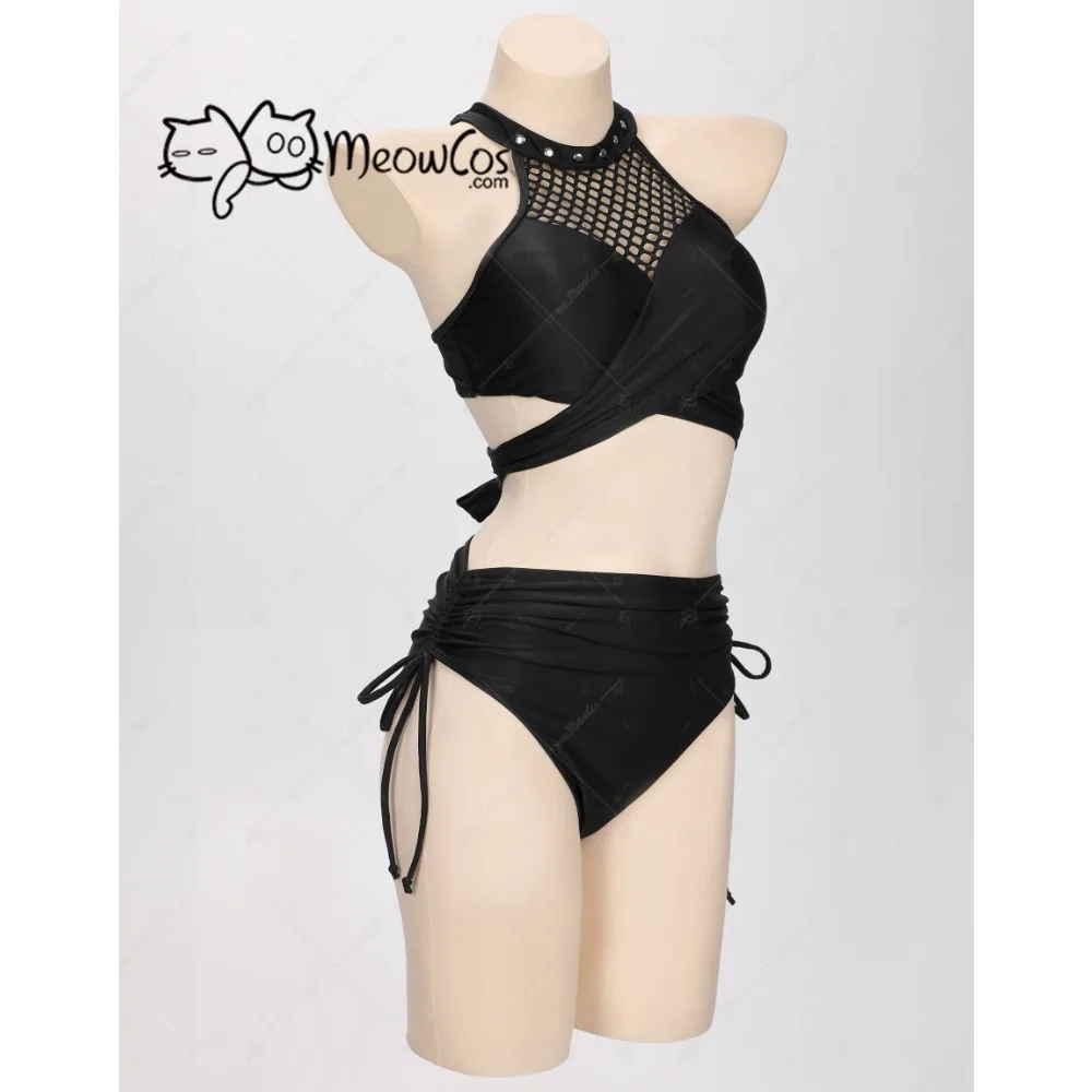 MEOWCOS Goth Bikini Set – Halter Neck Broken Heart Gothic Swimsuit - View #7