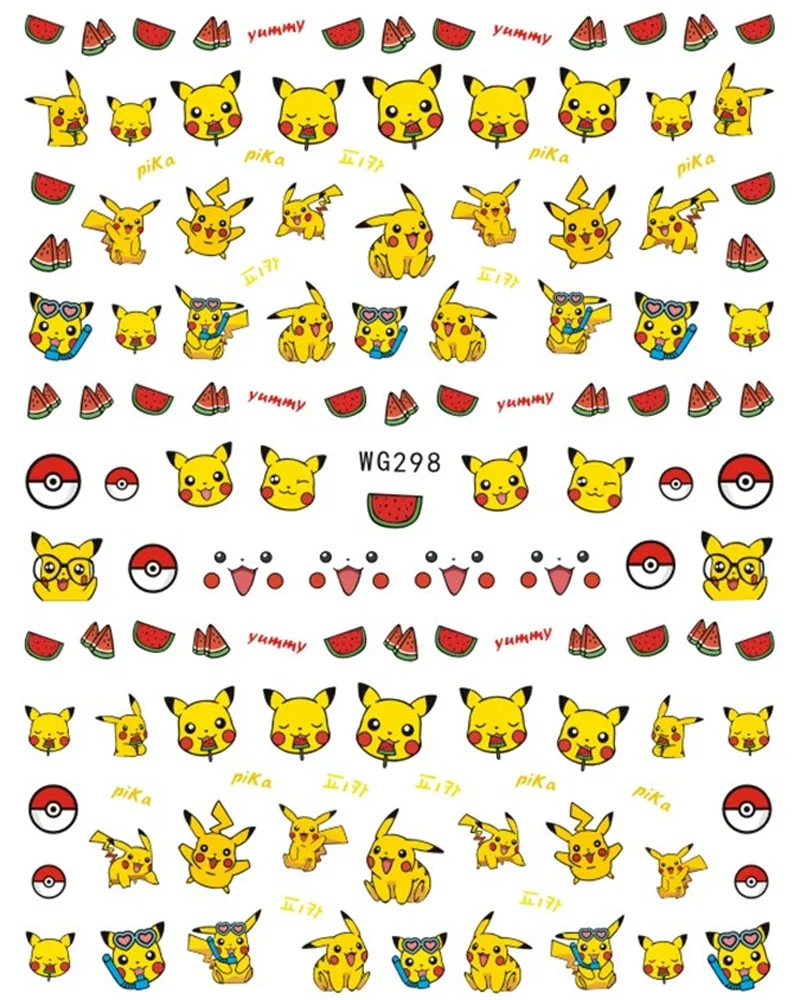 Miniso Cartoon Pok&eacute;mon Nail Stickers Cartoon Cute Pikachu Stickers For Nails Nail Decoration Sliders For Nails DlY nail stickers nail art decoration nail decals pokemon stickers