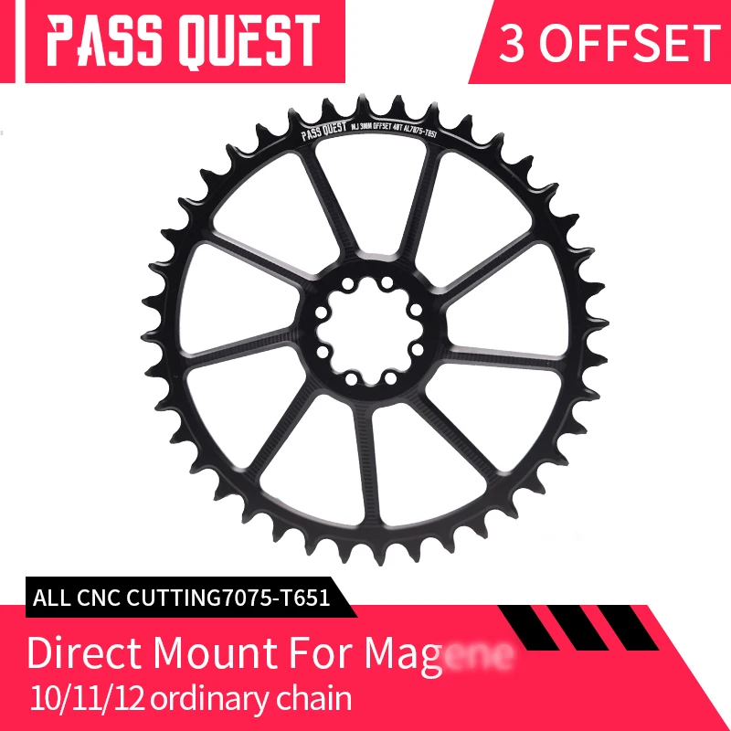 

3mm Offset For Direct Mount Magene Crank PASS QUEST Crankset Round MTB Narrow Wide Chainring 40T 42T 44T 46T 48T Chainwheel