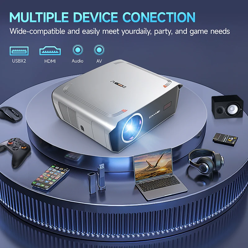 CAIWEI A9R 1350 ANSI 4k Daytime Proyector Churches LED Movie Projectors With Bluetooth
