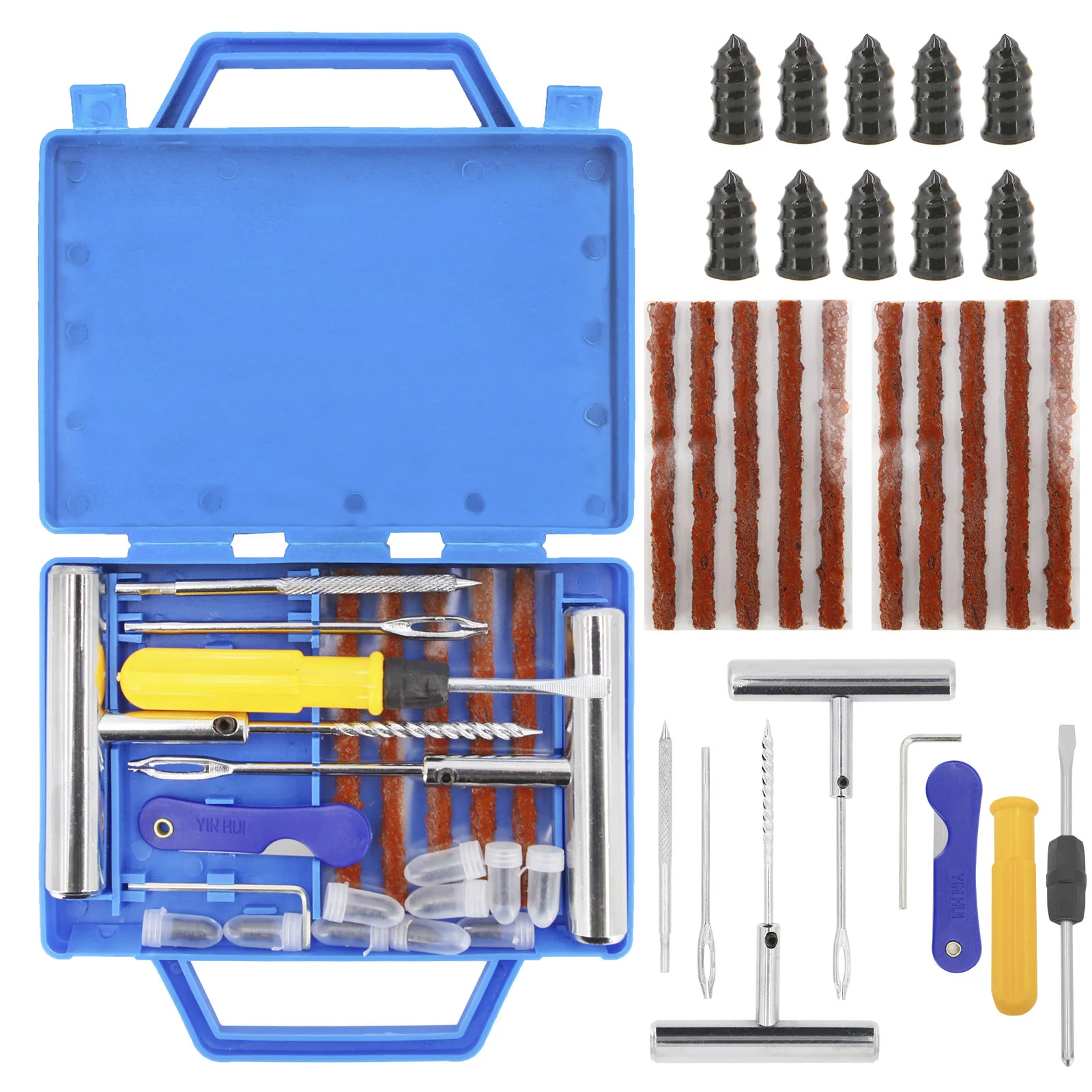 Car Van Motorcycle Bike Emergency Tubeless Tire Puncture Repair Tools Kit Studding Plug Set With