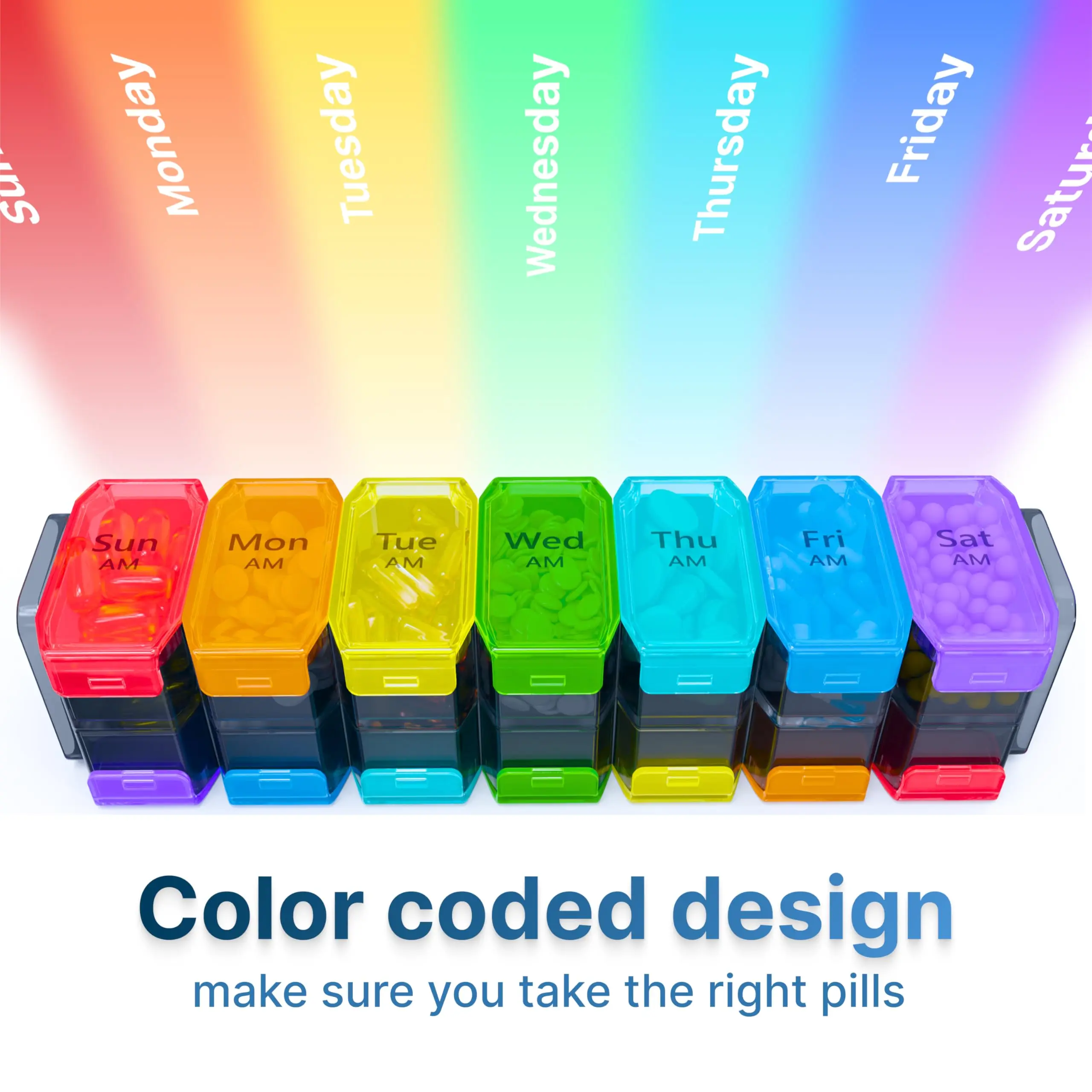 Extra Large Weekly Pill Organizer with AM/PM Compartments - Oversized 7-Day Vitamin Storage Box
