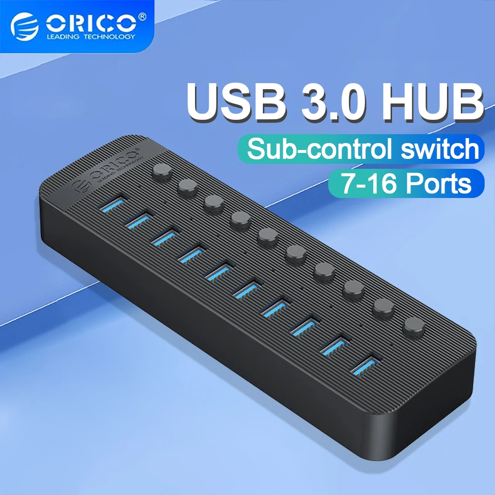 ORICO Usb Hub Industrial 7/10/13 Port Usb Splitter Dock Station Independent Switch with 12V Power Adapter Laptop Accessories 1