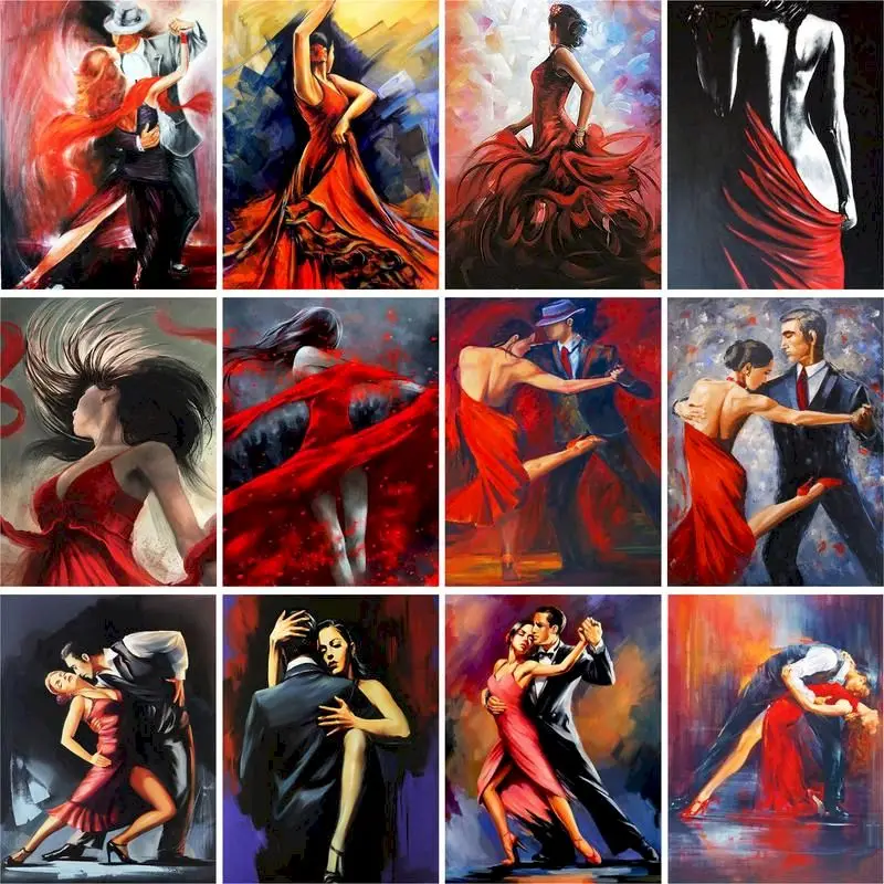 

GATYZTORY 60X75cm Oil Painting By Numbers Dancing Women DIY Paint By Numbers On Canvas Home Decor Frameless Digital Painting