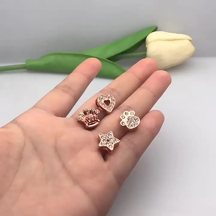 10 шт./лот отверстие 8 мм стразы сердце корона звезда лапа слайд-подвеска розовое