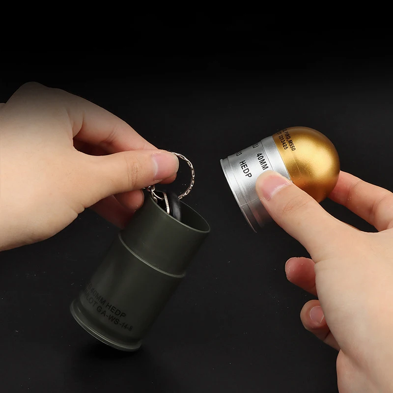 40mm Grenade Replica Collectible Toy with Mini Storage Case and Airsoft Display Decor
