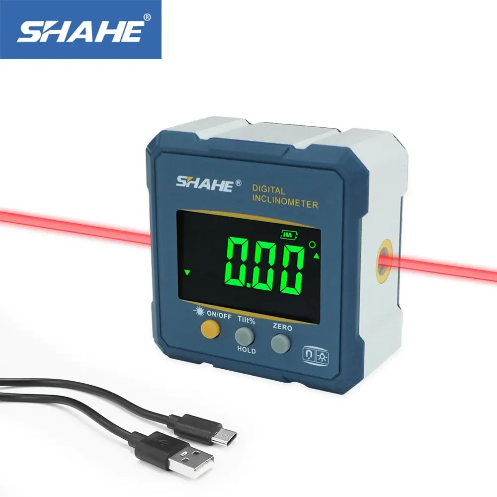 SHAHE Digital Angle Finder Electronic Laser 4-side Strong Magnetic Angle Gauge Cube Inclinometer Backlight digital angle protractor,angle protractor,digital angle meter,angle measuring tool,digital inclinometer