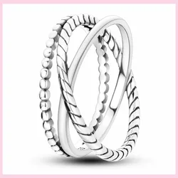 Elegant 925 Silver Infinity Twist Ring for Women - Sparkling Stackable Jewelry (YFR084)