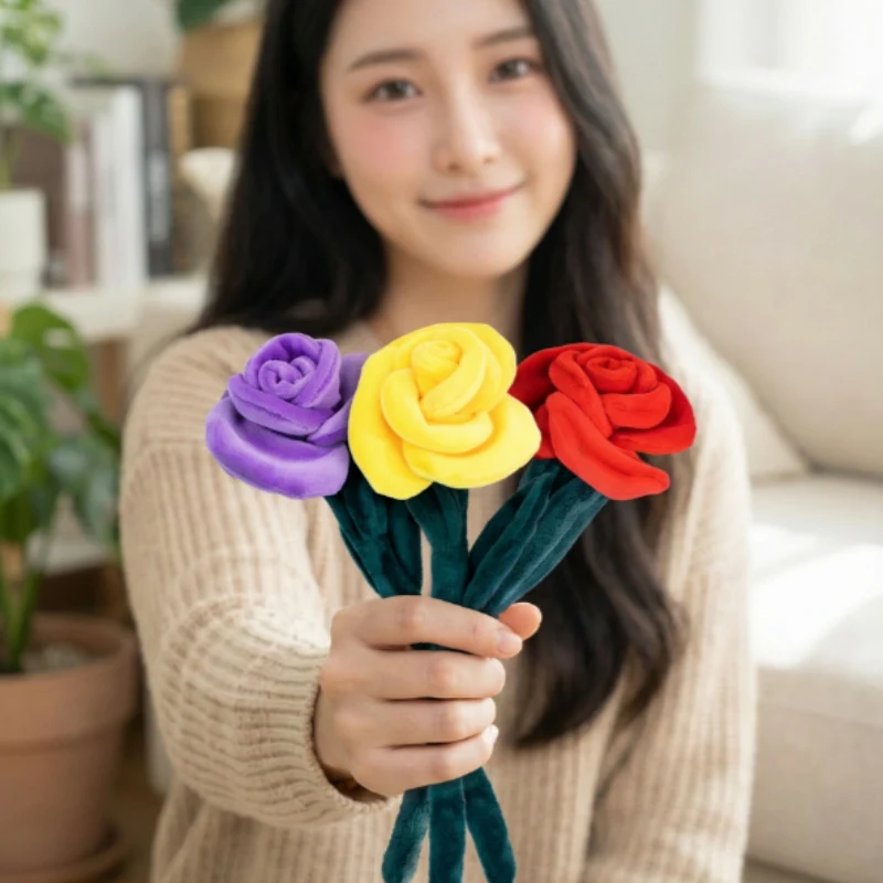 28cm 시뮬레이션 장미 플러시 장난감 9 색 발렌타인 데이 선물 꽃 인형 홈 장식 식물 인형 여자 친구를위한 낭만적 인 선물