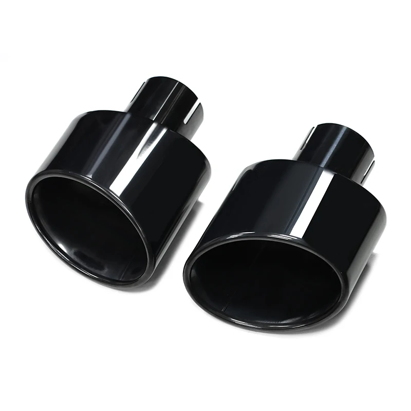 2pcs/lot 304 Stainless Steel Universal Car Exhaust Tailpipe 140mm Outlet Rolled Oval Slant Muffler Tail Pipe For Auto Cars