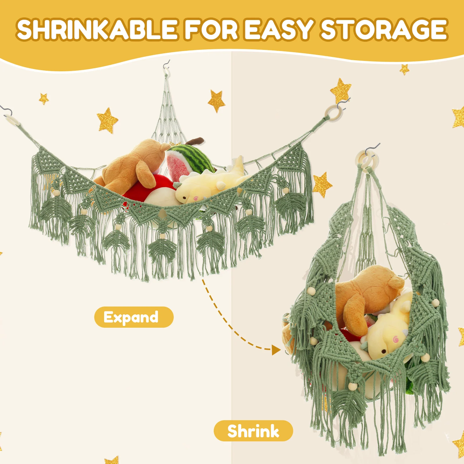 Stuffy Toy Hammock Mesh Kids Bedroom Storage Nursery Teddy Bear Net Child Organizer Stuffed Towels Tidy Soft Storage Organizer stuffy toy organizer