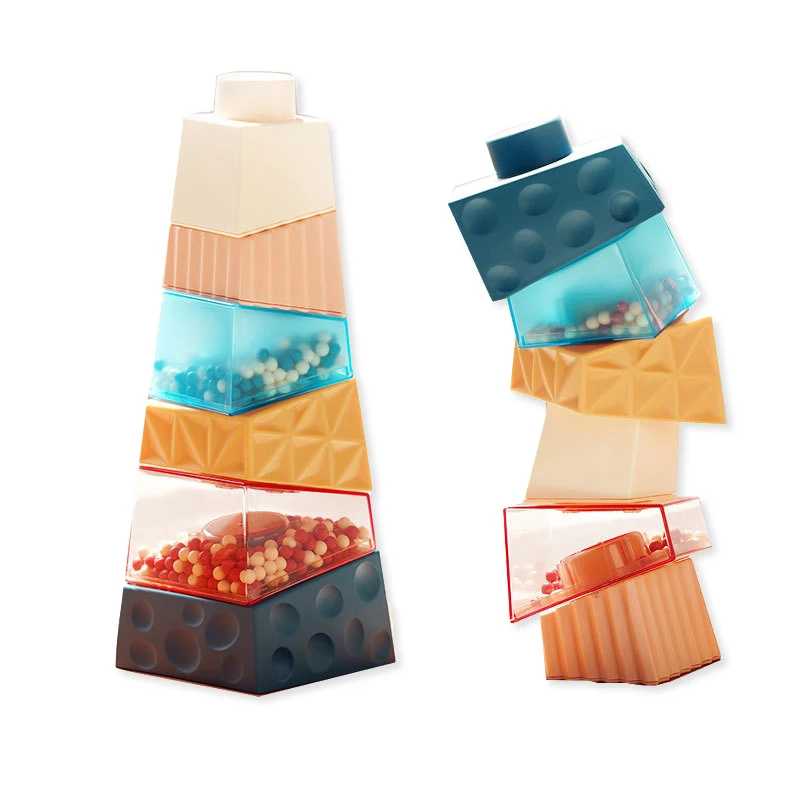 Montessori Baby Stacking Tower Toys Stacking Sound Building Blocks Balance Construction Game Educational Sensory Toddler Toys