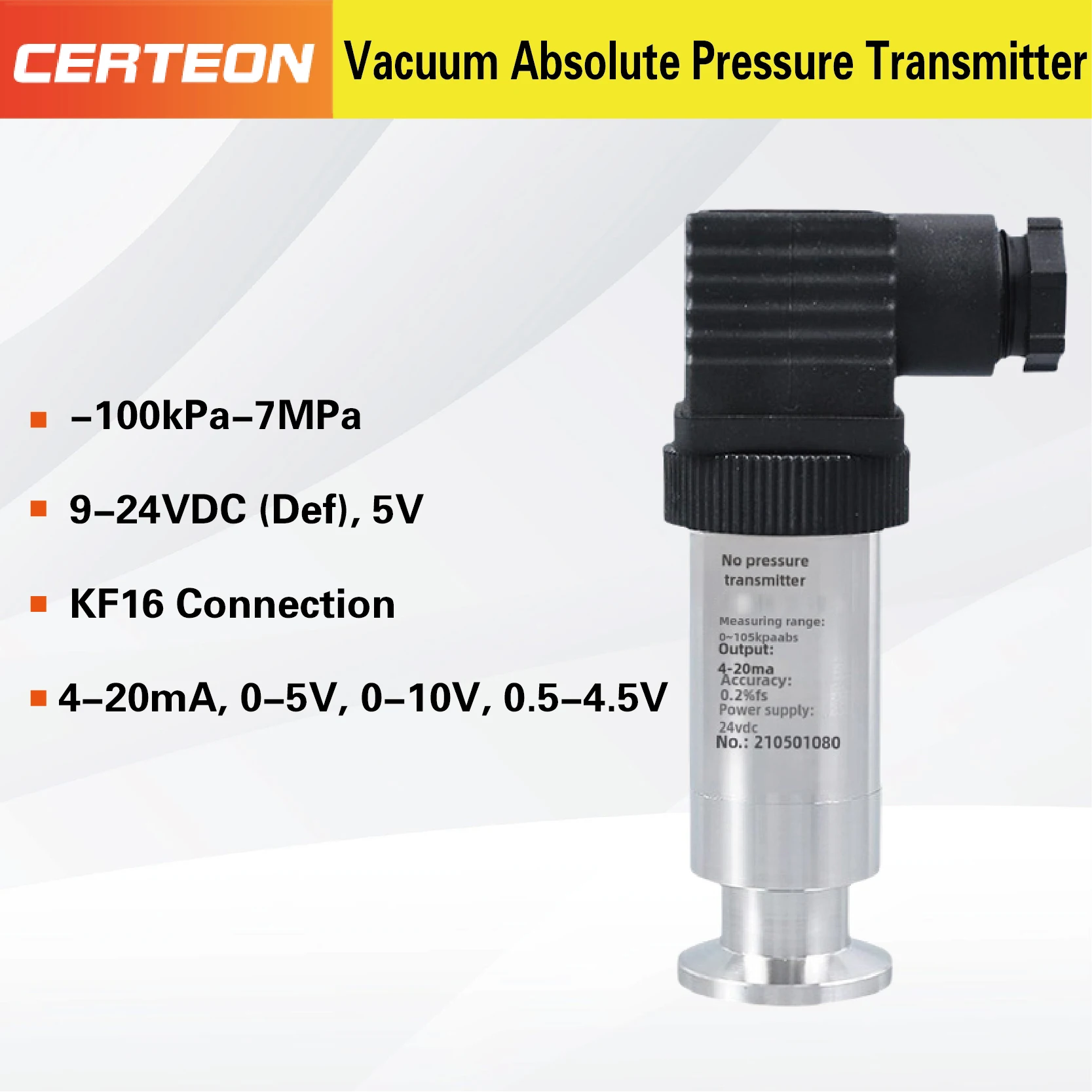 KF16 Vacuum Pressure Transmitter Absolute Pressure Sensor RS485/4-20mA/0-10V /0-5V Digital Vacuum Gauge Industrial Sensor