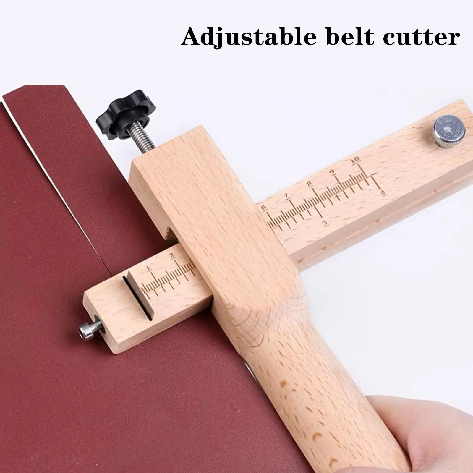 WoodenAdjustingLeatherStrapBeltCutterLeatherStrapCutterWith5