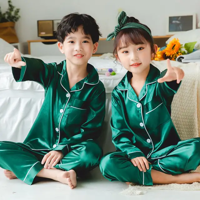 Kids Imitation Silk Pajama Set 4