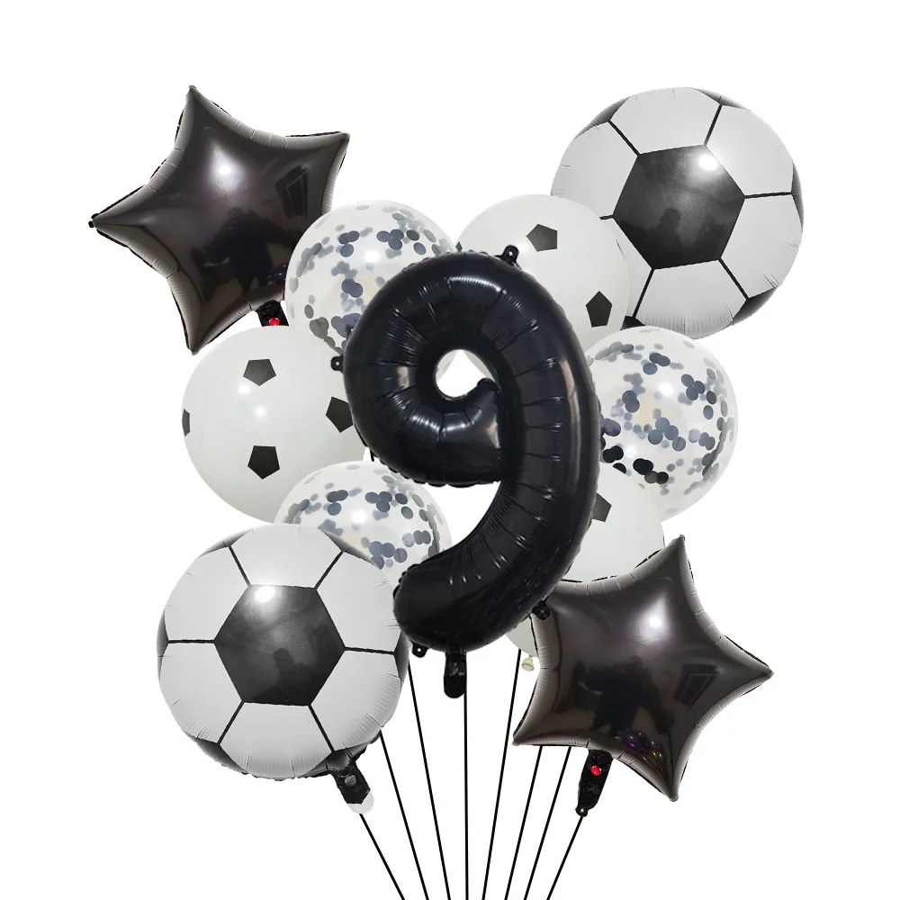 Helium Foil Soccer Balloons - 32-Inch Green Number Ball Sports Party Decorations