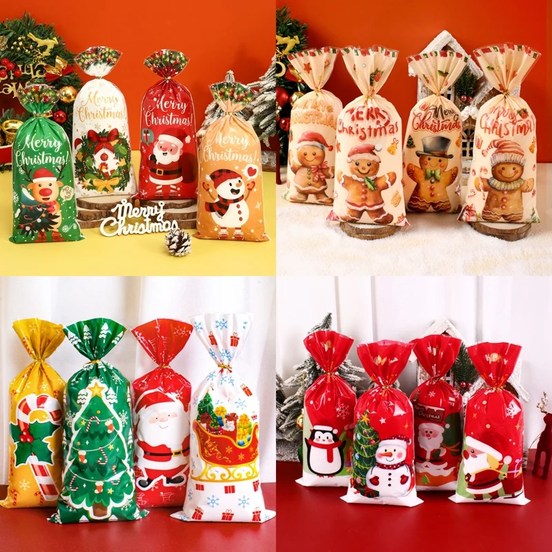 Candy Gift Bags Merry Christmas New Year 2026 2025 Navidad Christmas Home Decoration 25/50/100pcs