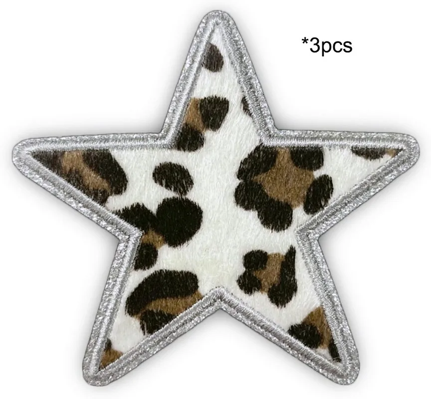 3 Stück Leoparden-Stern-Aufnäher zum Aufbügeln, glitzernde bestickte Applikation, Aufnäher für Jeans, Rucksäcke, Kleidung, Jacken, Hüte, DIY-Dekoration