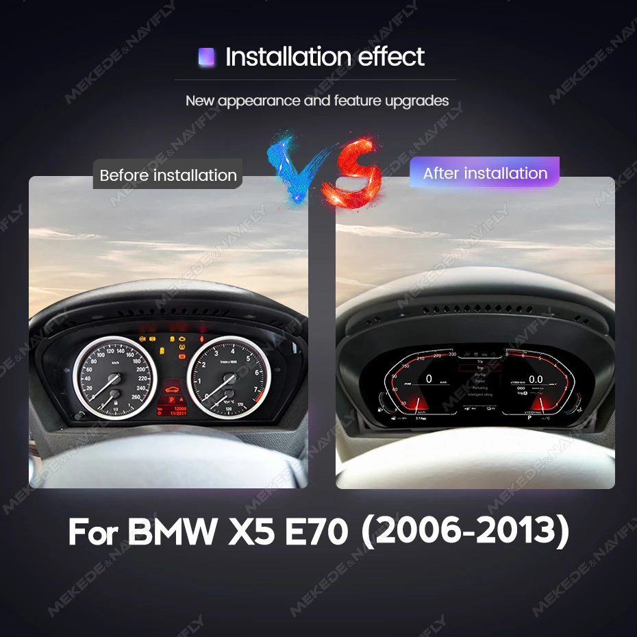 MEKEDE Linux Systems 12,3-Zoll-Auto-LCD-Dashboard-Anzeigefeld für BMW X5 E70 2006–2013 CCC CIC Auto-Digitalcluster-Instrument – Detail 2