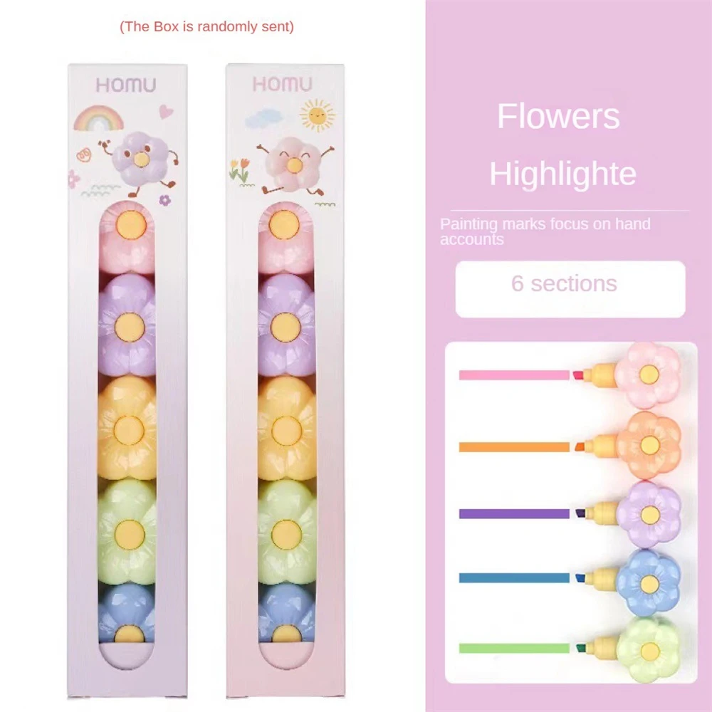 귀여운 색상 작은 문어 곰 형광 마커 펜 세트, 형광펜, 페인팅 마크, 귀여운 문구류, 학용품