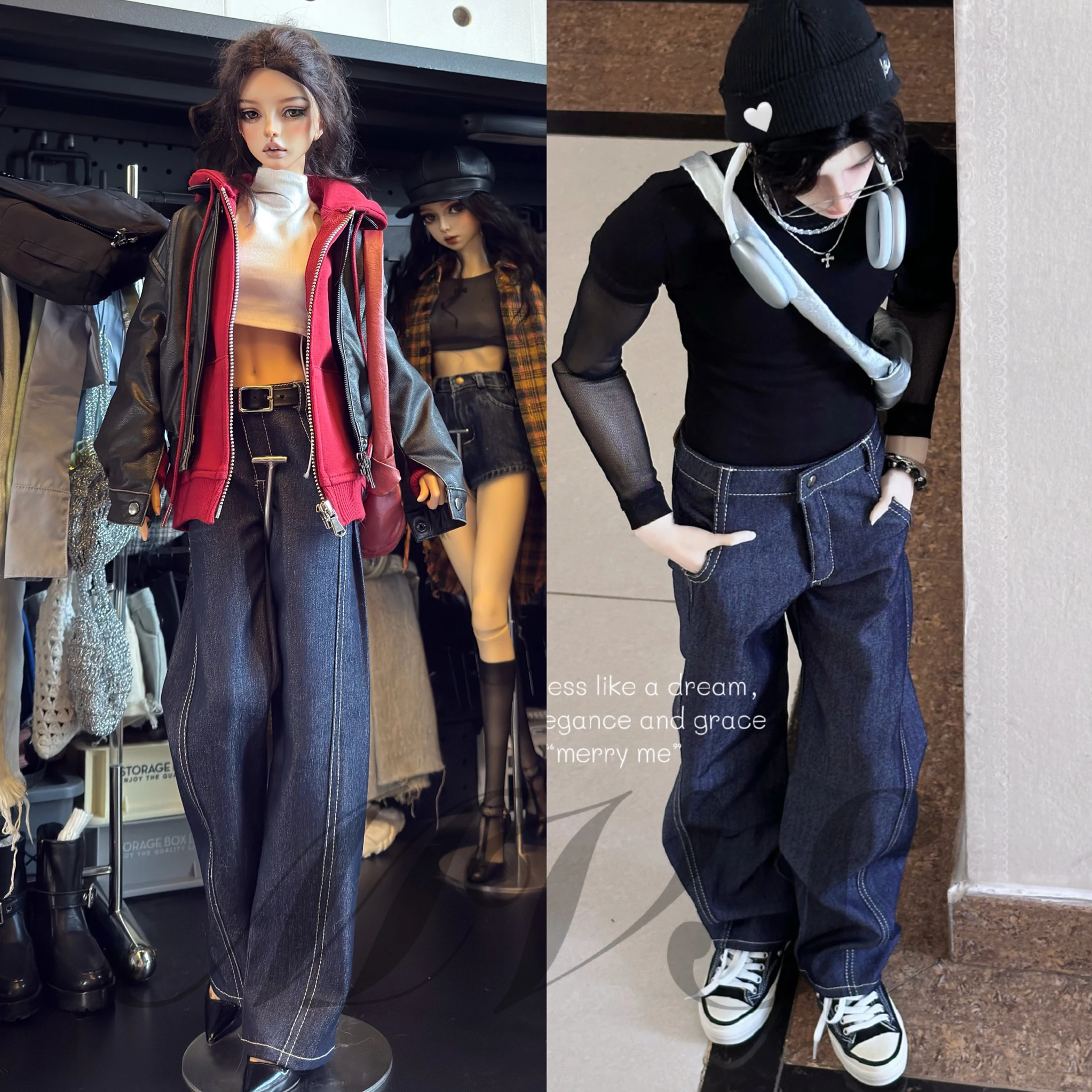 Customized Jeans Wide Leg Pants For BJD Doll Clothes 1/6 1/4 1/3 IP Uncle ID75 B410