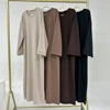 Casual Loose-Fit Muslim Sporty Abaya Women Long Sweatshirt Dress-Drop Shoulders, Side Pockets. Ramadan Modest Islamic Clothing