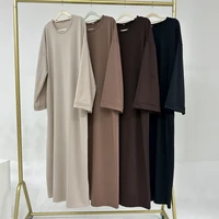 Casual Loose-Fit Muslim Sporty Abaya Women Long Sweatshirt Dress-Drop Shoulders, Side Pockets. Ramadan Modest Islamic Clothing