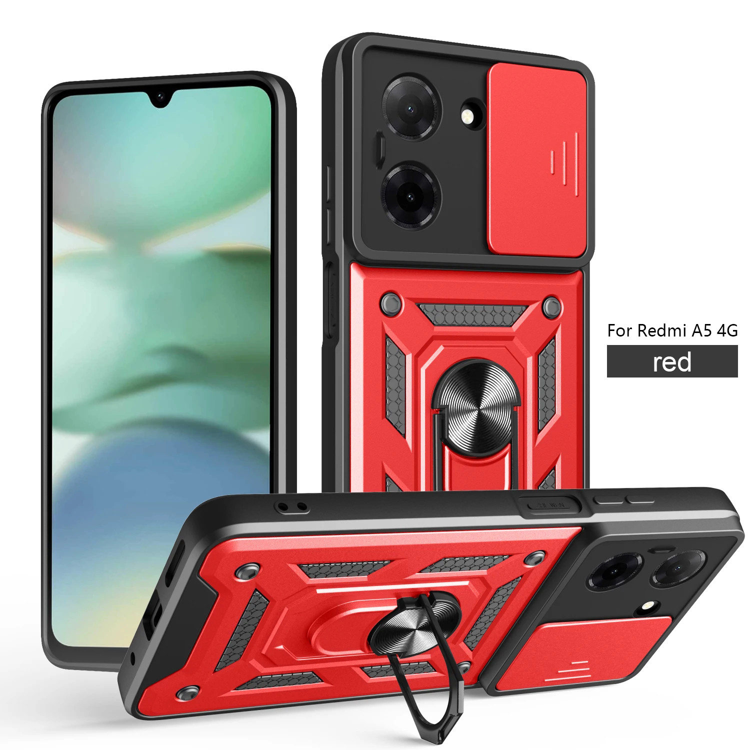 Armored Protective Phone Case with Magnetic Ring and Camera Protection