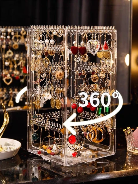 Earrings Display Stand Organizer  Box Storage Organizer Rotating - 236  Transparent - Aliexpress