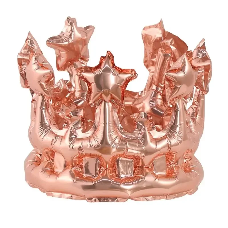 Inflatable gold crown foil balloons adult birthday hat cap king toy party baby shower supplies