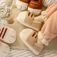 New vivid fluffy cat paw slippers for women winter shoes plush indoor furry slides woman man warm animal claws flip flops home - Image 6