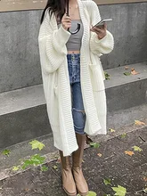  Aelegantmis Middle length Loose Knitted Women's Oversize Sweater Korean Lazy Casual Cardigan Female 2023 Winter Fashion Clothing 