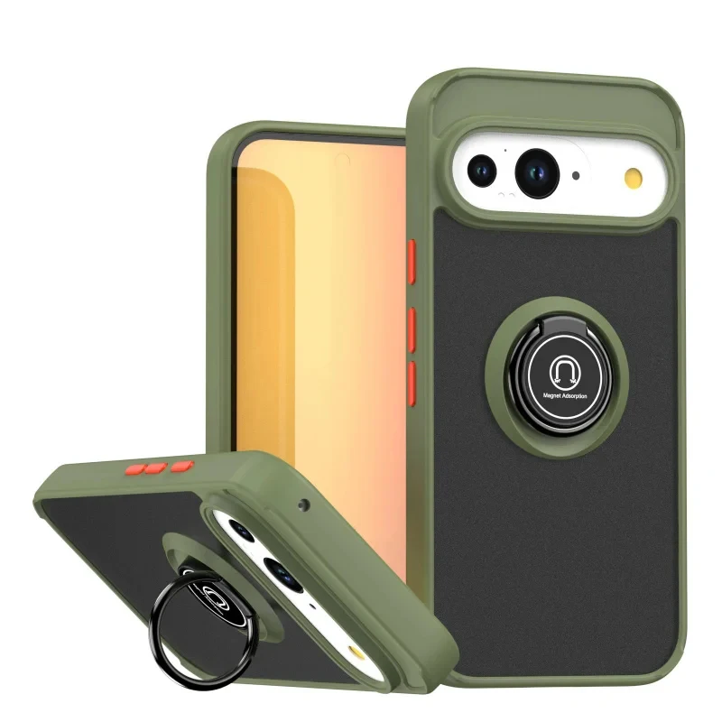 Luxury Matte Phone Case With Rotating Ring Holder For Google Pixel_voghion.com