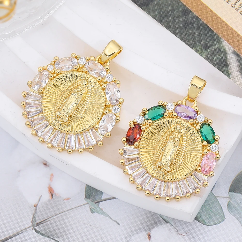 Juya 18K echt vergoldete religiöse Zirkonia Heilige Maria Heilige Jungfrau Charms für DIY Talisman Weihnachtsgeschenk Schmuckherstellung – Detail 2