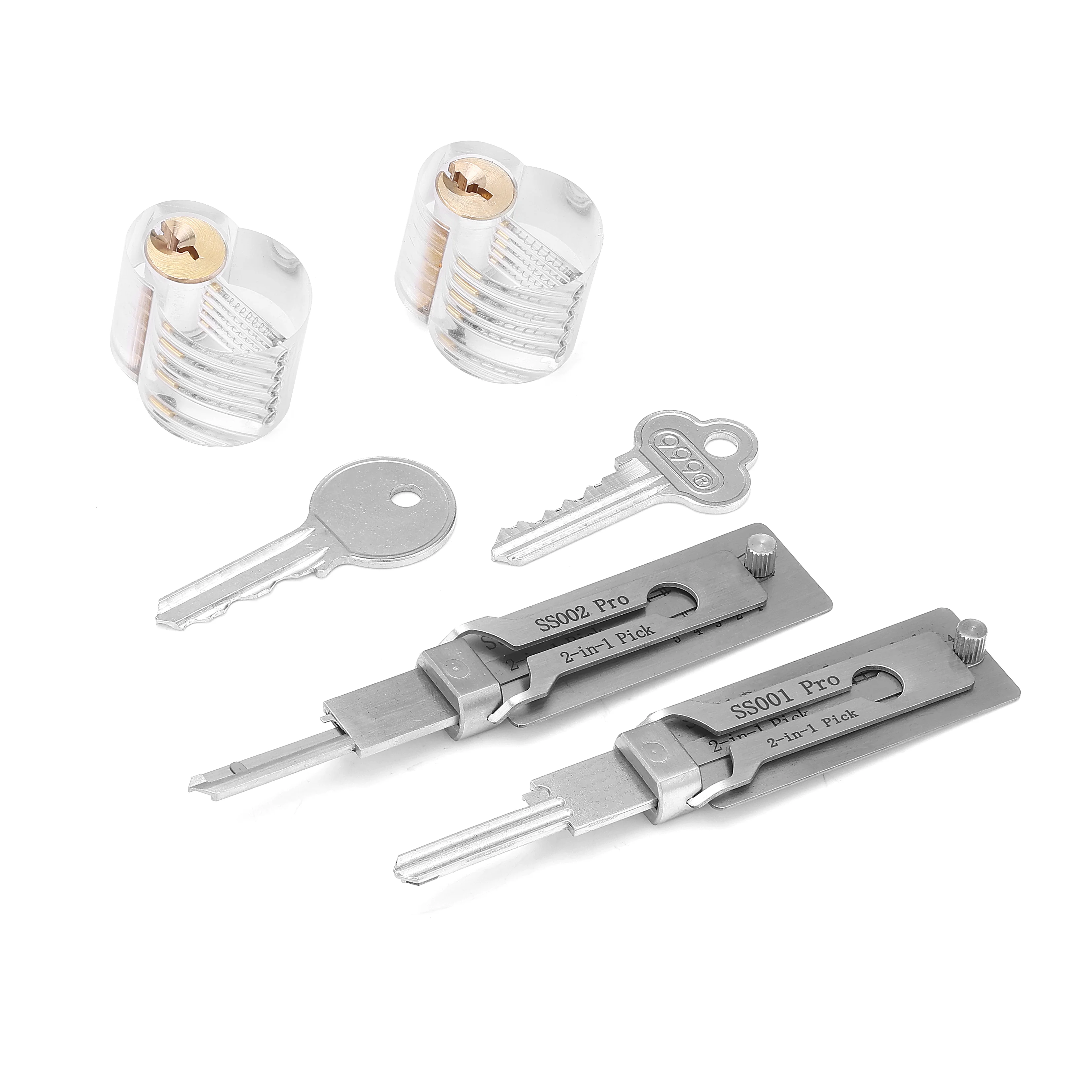 Lishi 2-in-1 S001 002 SC1 KW1 Practical Practice Lock Brass Transparent Lock Unlocking Tool Stainless Steel Kit locksmith tools locksmith extractor tools lock pick tools