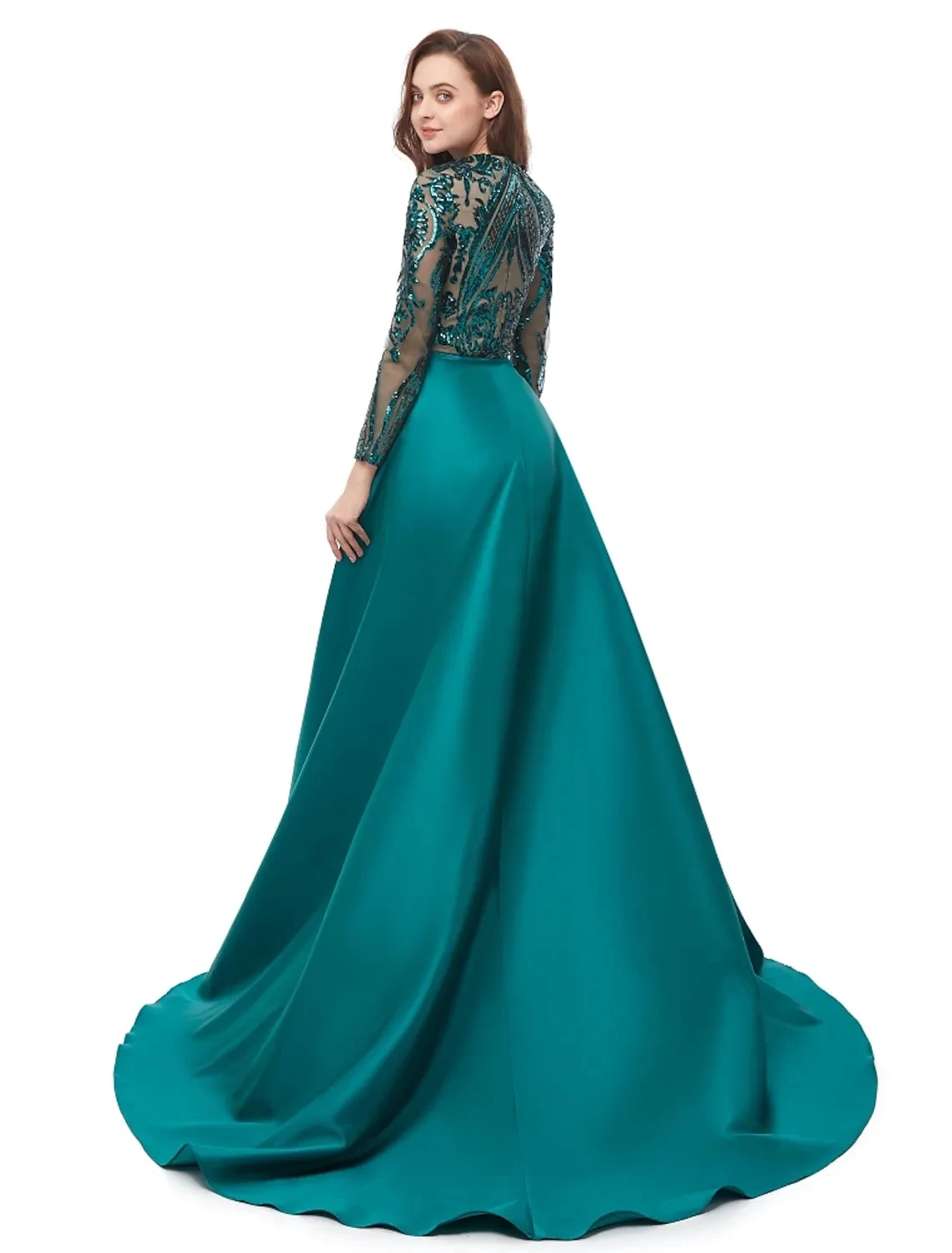 cute prom dresses Luxurious Sparkle Arabic Dubai Prom Formal Dress 2022 Jewel Neck Overskirt Sequin Satin Evening Party Gown 2022 Robe De Soiree ball gown prom dresses