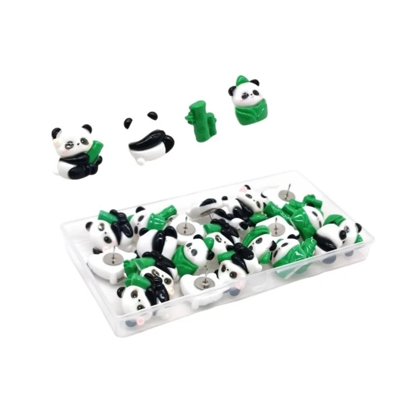 20/30Pcs 팬더 푸시 핀 장식 엄지 압정 사무실 코르크 게시판 압정
