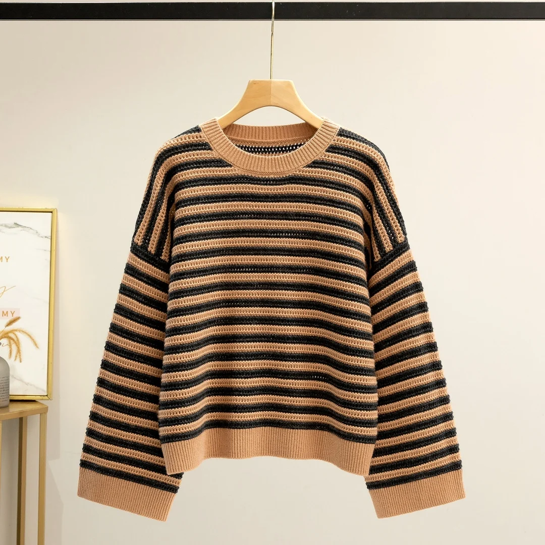 

2023 Spring/Summer Fashion New Women's Clothing Striped Knitted Cashmere Pullover 0822