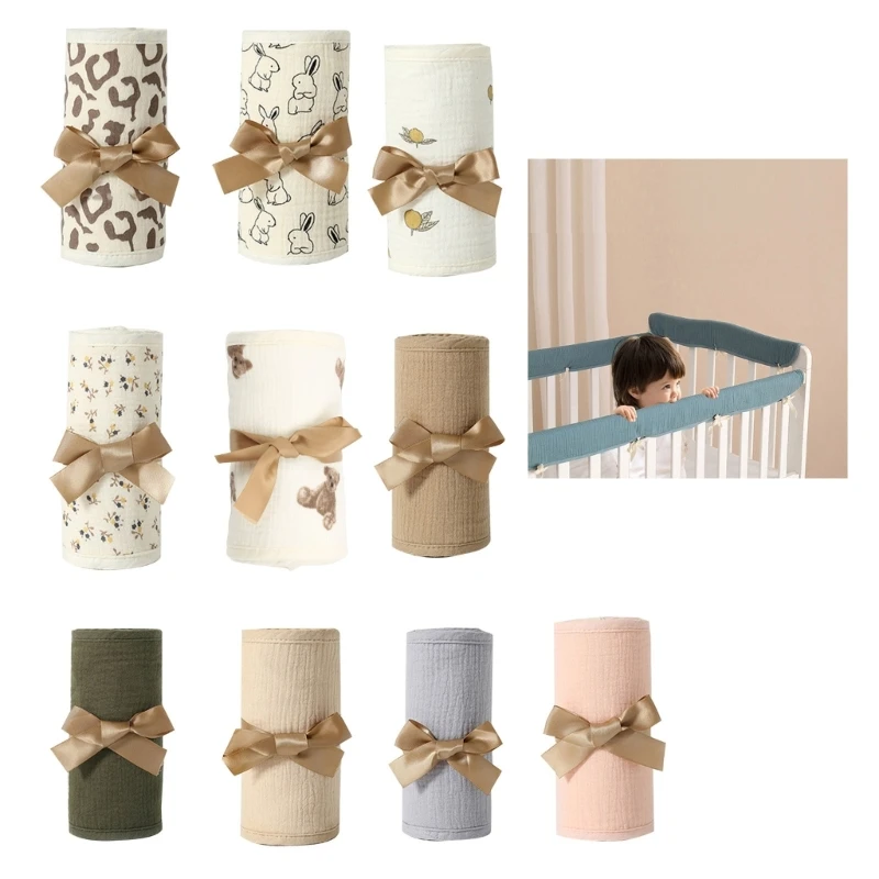 Baby Bed Soft Edge Protector Baby Crib Rail Cover Protector Set Wrapped Rail Cover Crib Guard Anti-Collision Strip 4Pcs/Set
