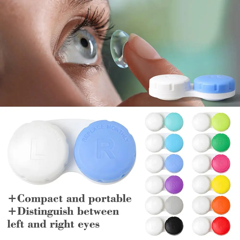 12PCS Farbe Gläser Kosmetische Kontaktlinsen Box Kontaktlinsen Fall Für Augen Reise Kit Halter Container Reise Zubehör – Detail 5