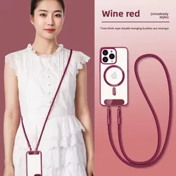Versatile Adjustable Crossbody and Neck Lanyard with Tether Tab (Wine Red)