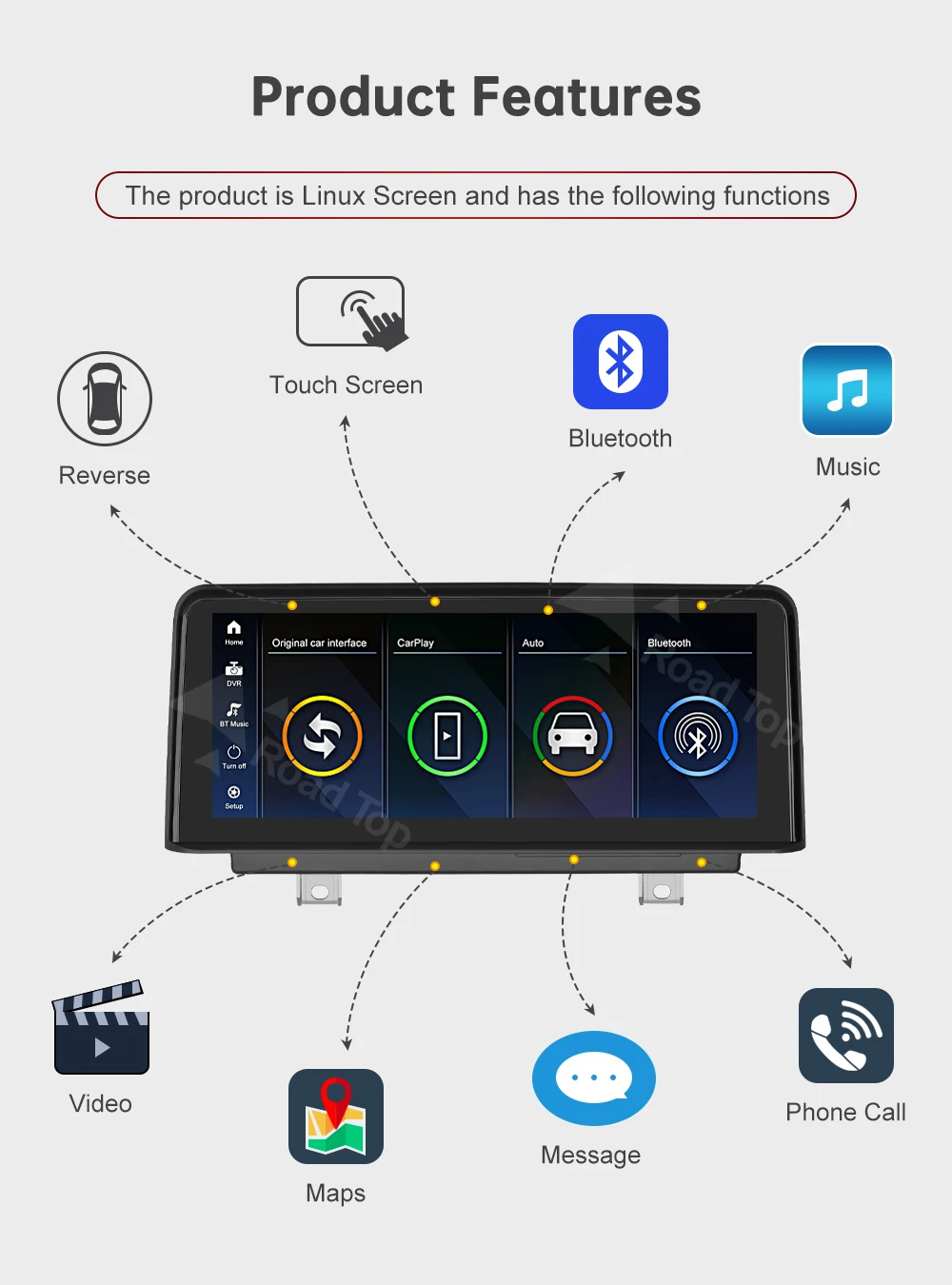 DE RoadTop CarPlay Android Auto Multimedia-Displaybildschirm für BMW 1er Serie E81 E82 E87 E88 2004-2012 Autolink Airplay – Detail 5