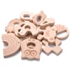 1Pcs Wooden Rodent Teethers Baby Cartoon Animals Rainbow Ice Cream Beech Teether Pendant For Baby Pacifier Chain Nurse Gifts Toy 4